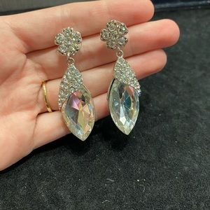 Large statement clear pageant earrings